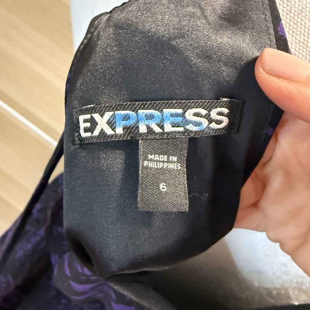 Express Black And Purple Patterned Mini Dress - image 7
